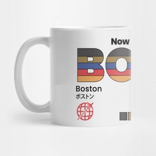 Vintage Boston BOS Airport Label Retro Travel Mug